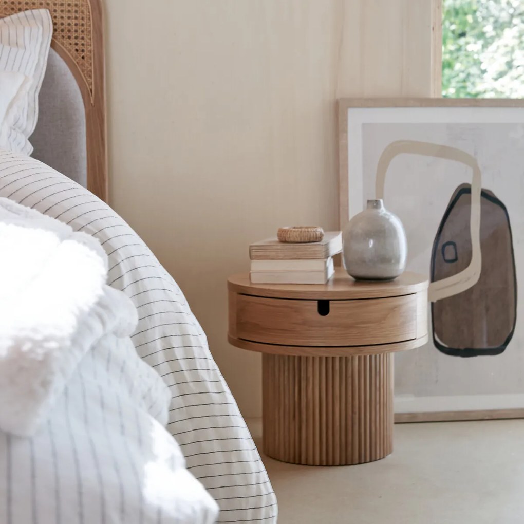 Nachtkastje met 1 lade en geribbelde poot, Tamita