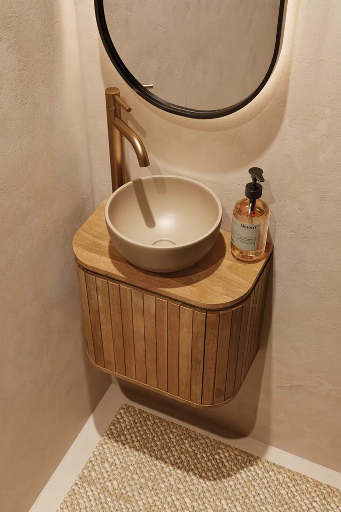 Livli Estrela toiletmeubel links 40cm ribbelfront met waskom in taupe