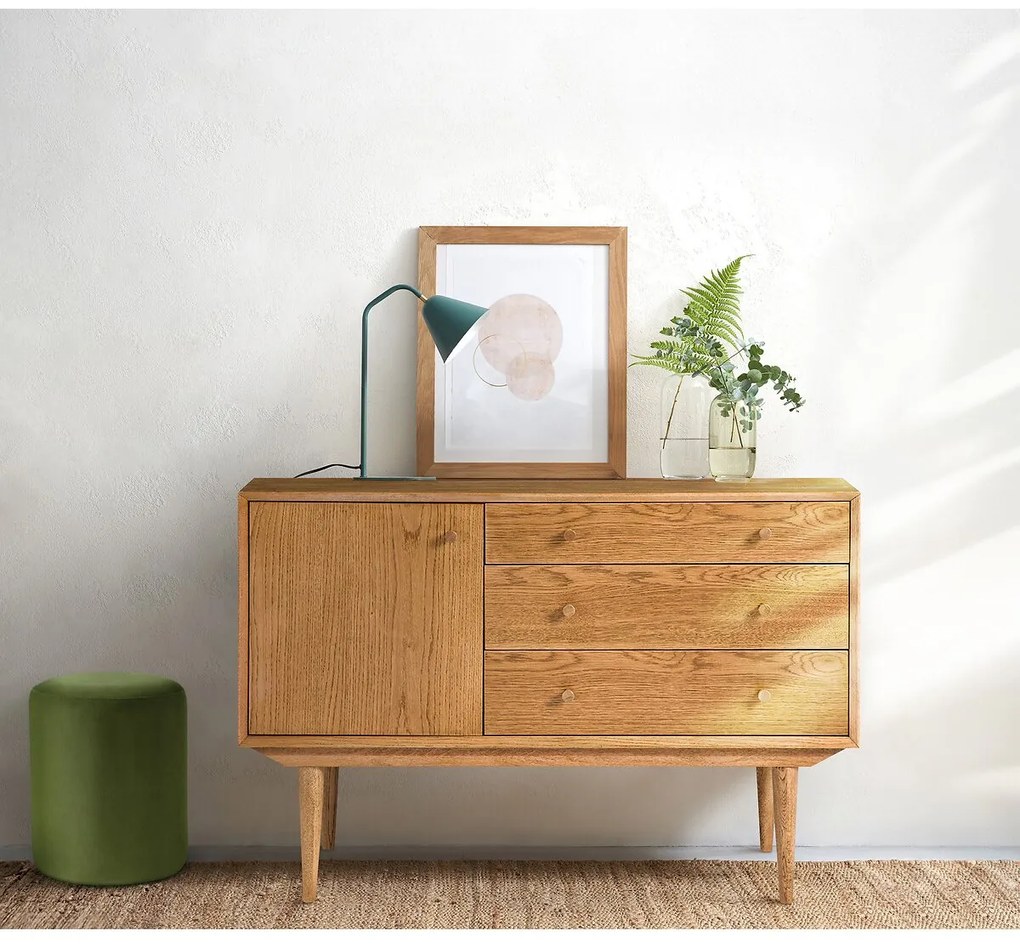 Vintage buffetkast met 1 deur en 3 lades Quilda