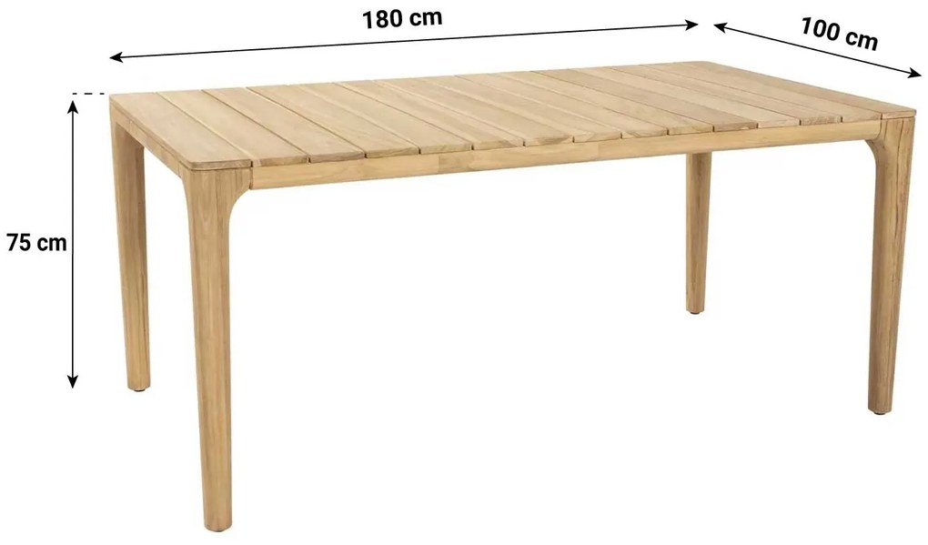 Dining Tuintafel rechthoekig 180 x 100 cm Teak Naturel teak Liam