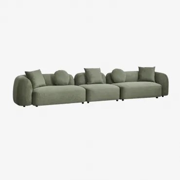 Modulaire 3-delige Bank In Chenille Coco Stof Chenille Groen – Salie - Sklum