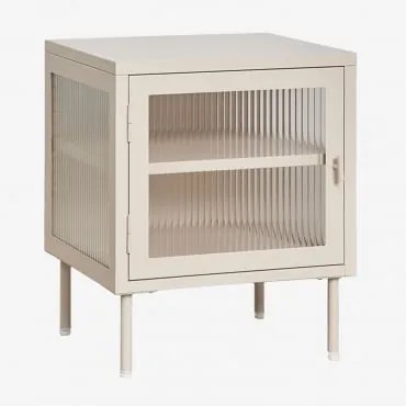 Paoline Nachtkastje Van Staal En Glas Beige – Crème - Sklum