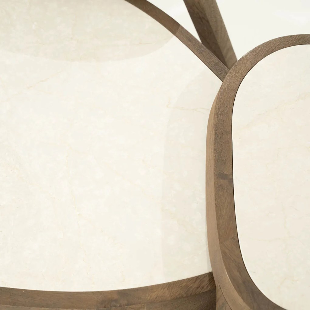 Eleonora Fred Salontafel Hout Met Marmer 75x64 Cm - 75 X 64cm.
