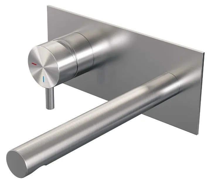 Brauer Brushed Edition ColdStart wastafelkraan inbouw rechte uitloop met achterplaat model B2 RVS geborsteld PVD