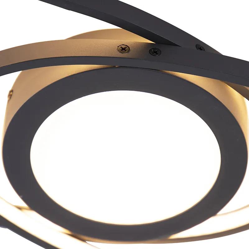 Design plafonnière antraciet incl. LED 3-staps dimbaar - Axy Design ovaal Binnenverlichting Lamp