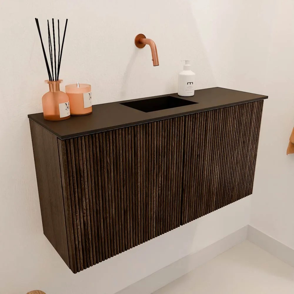 Mondiaz Joya 80cm toiletmeubel walnut met wastafel faye midden zonder kraangat urban
