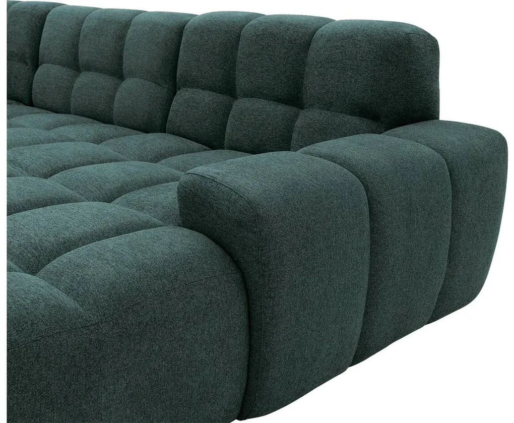 Goossens Excellent Bank Kubus - 30 X 30 Cm Stiksel blauw, stof, 1,5-zits, modern design met chaise longue rechts