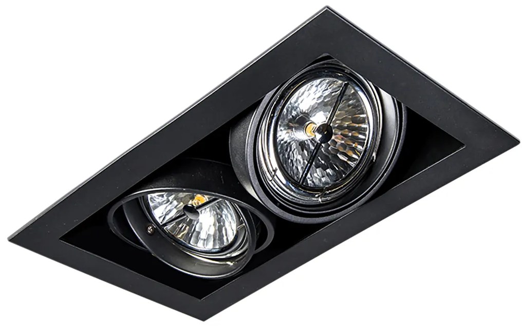 Set van 6 inbouwspots zwart AR111 verstelbaar 2-lichts - Oneon