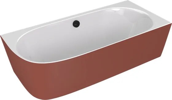 Polysan Sussi halfvrijstaand bad rechts mineraalmarmer 160x70cm terracotta