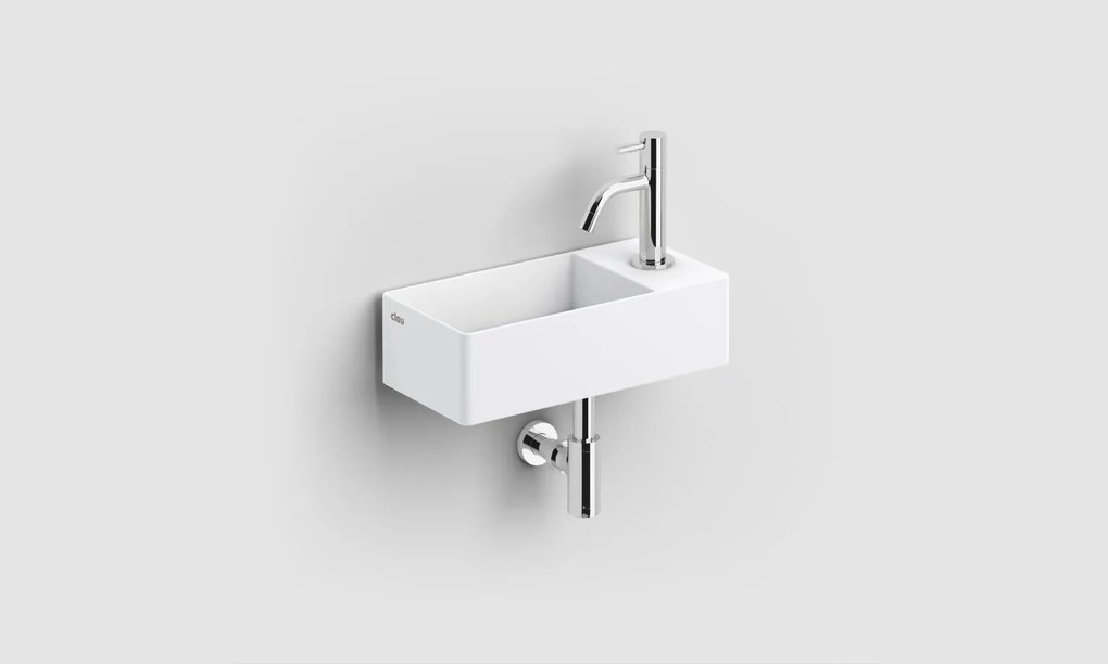 Clou New Flush 3 fontein solid surface 35cm met afvoerplaat rechts wit mat