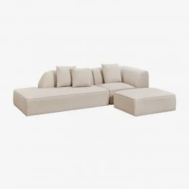 2-delige Modulaire Hoekbank Met Linker Divan En Gestoffeerde Poef Cardea Chenille Crèmebeige - Sklum
