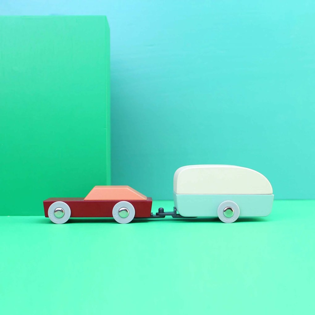 Houten auto met caravan - Duotone Car #8 - Floris Hovers