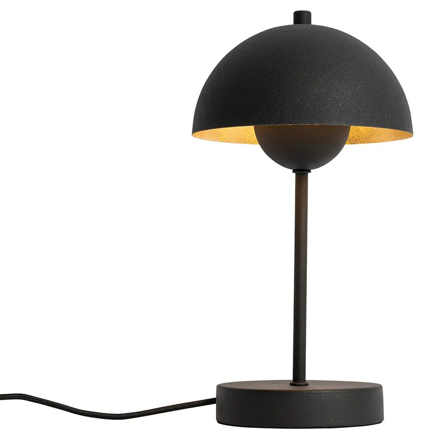 Retro tafellamp mushroom zwart met goud - Magnax Mini