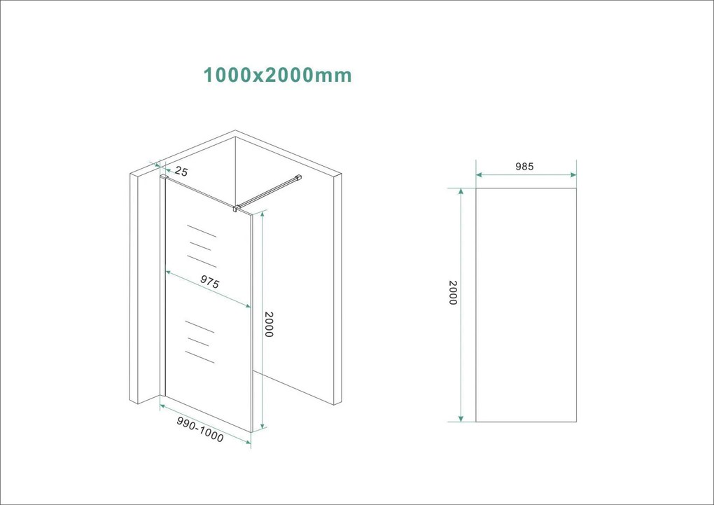 Mueller Slimline glaswand 100x200cm brons rookglas