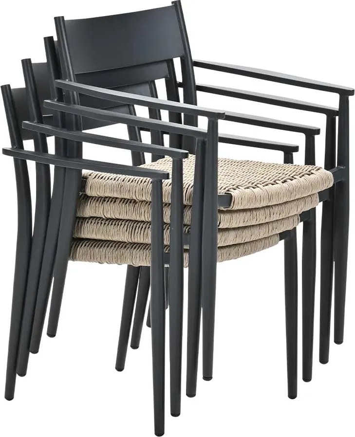 Garden Impressions Lily tuinstoel donker grijs - 4 stuks