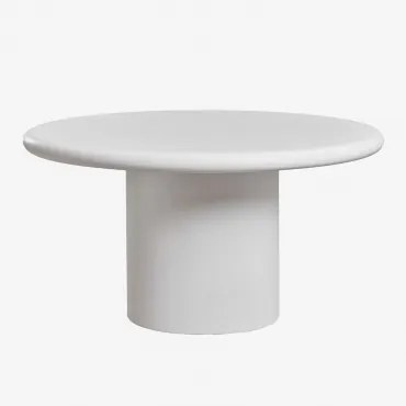 Ronde Eettafel In Cement Namara Ø140 Cm & Wit - Sklum