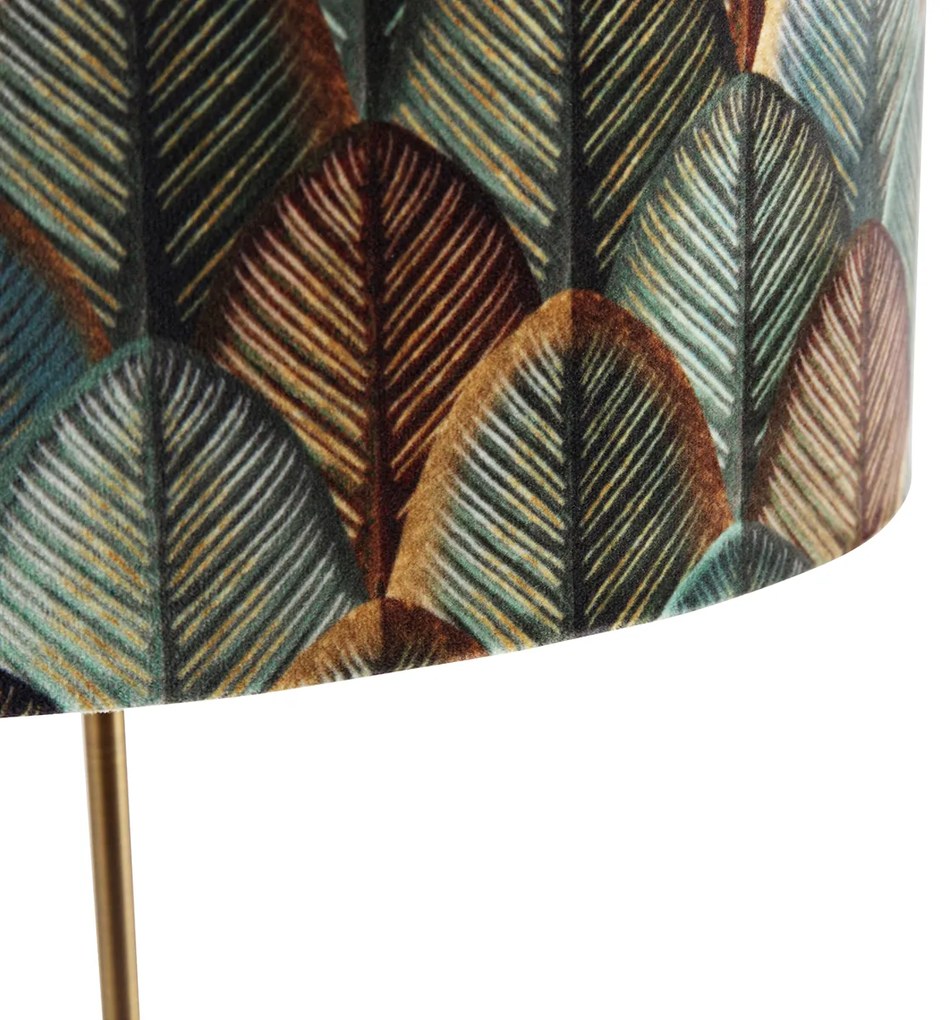 Tafellamp brons met ovale velours kap blad Design 35cm - Parte Modern, Klassiek / Antiek E27 Binnenverlichting Lamp