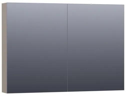 Saniclass Dual spiegelkast 100x70x15cm verlichting geintegreerd rechthoek 2 draaideuren Mat Taupe MDF 7171