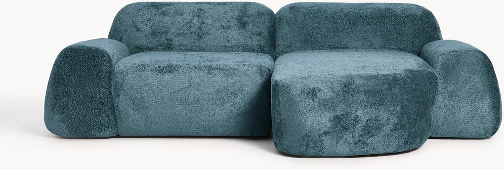 Modulaire teddy-bouclé hoekbank Wolke (3-zits)