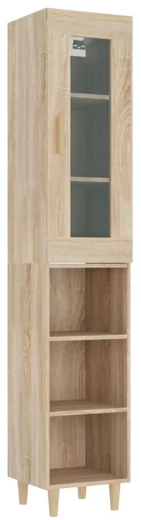 vidaXL Hoge kast 34,5x34x180 cm bewerkt hout sonoma eikenkleurig
