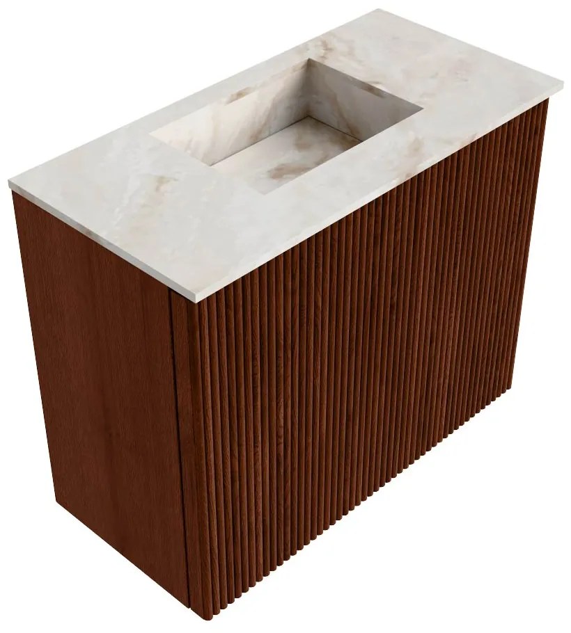 Mondiaz Joya DLux 50cm toiletmeubel ruby met wastafel faye midden zonder kraangat frappe