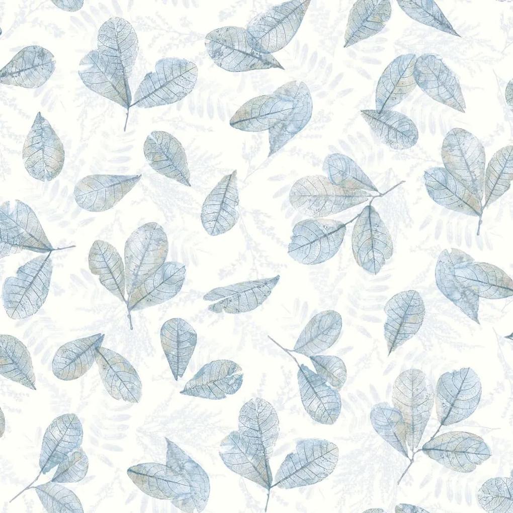 Noordwand Evergreen Behang Leaves wit en blauw