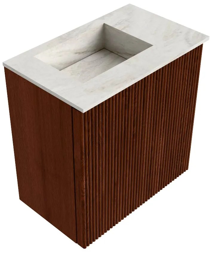 Mondiaz Joya DLux 40cm toiletmeubel ruby met wastafel faye links 1 kraangat ostra