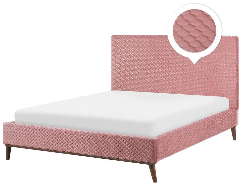 Bed fluweel roze 160 x 200 cm BAYONNE Beliani