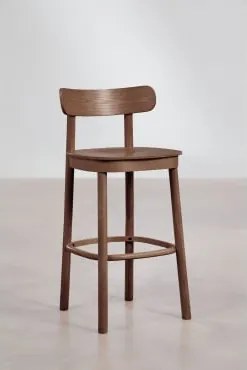 Taleri Hoge Houten Kruk Marrón Nogal Oscuro & ↑65 Cm - Sklum