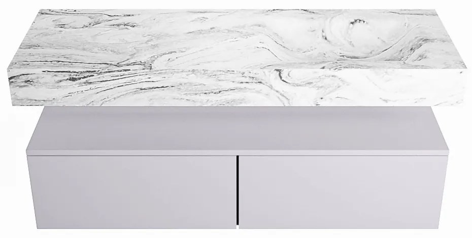 Mondiaz Alan DLux badmeubel 130cm cale 2 lades met wastafel glace rechts 1 kraangat