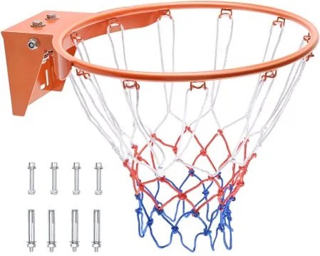VEVOR Basketbalring, aan de muur te bevestigen basketbalring, zware Q235 basketbalring met flexibele rand, vervangend doel met net, standaard 18-inch hangende basketbalring voor binnen- en buitengebruik voor kinderen en volwassenen