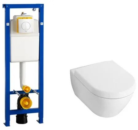 Villeroy en Boch Subway 2.0 Compact met softclose zitting toiletset met Wisa XS inbouwreservoir en Argos bedieningspaneel wit