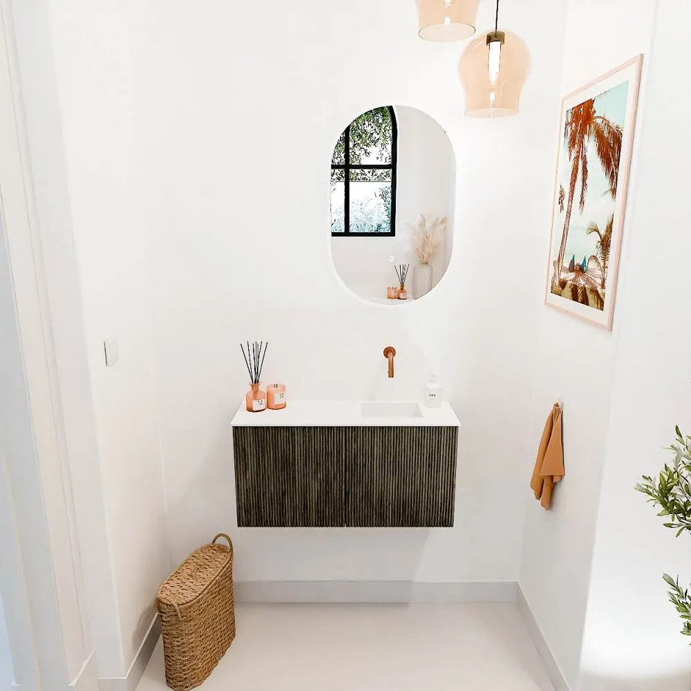 Mondiaz Joya 80cm toiletmeubel shadow met wastafel faye rechts zonder kraangat talc