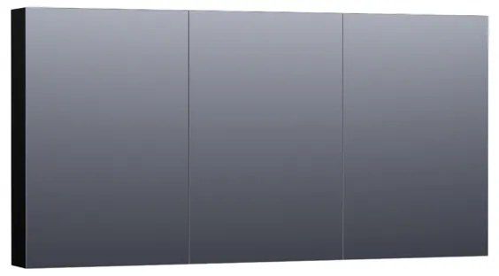 Saniclass Plain Spiegelkast 139x70x15cm Hoogglans Zwart SK-PL140HZ