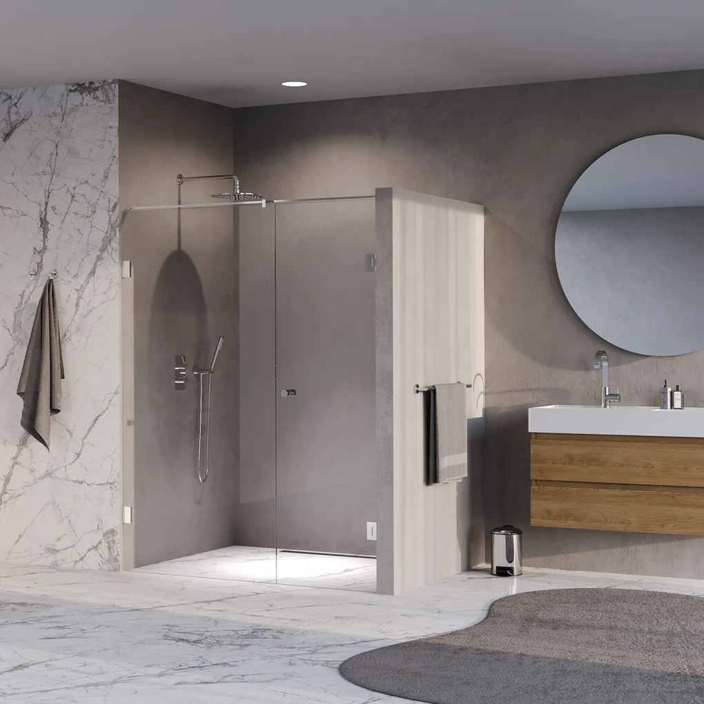 Brauer Void Carving profielloze nisdeur 150cm met draaideur 70cm aan muur chroom