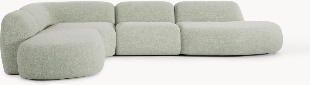 Modulaire bouclé XL hoekbank Wolke met chaise longue