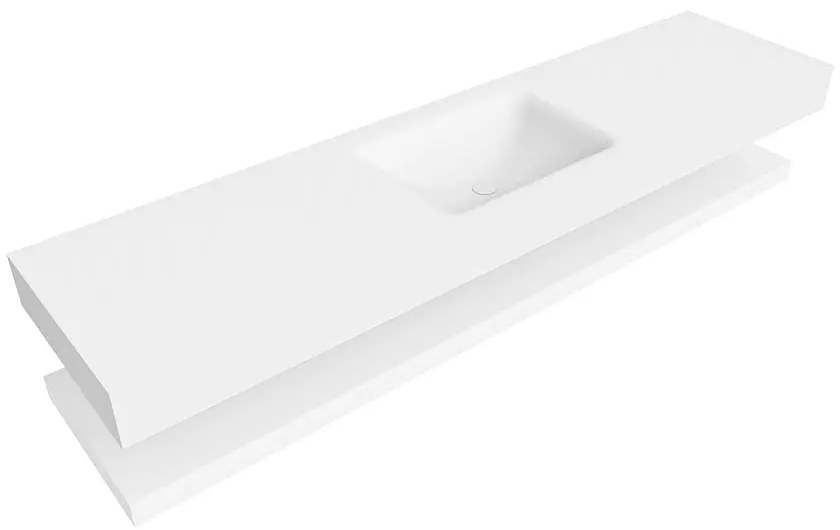Zaro Alan badmeubel 190cm met planchet talc en vrijhangende wastafel cloud midden 1 kraangat talc
