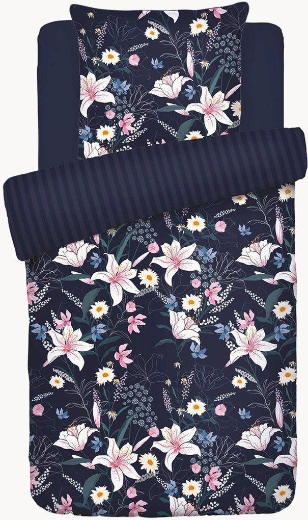 Katoensatijnen dekbedovertrekset Fleur De Minuit