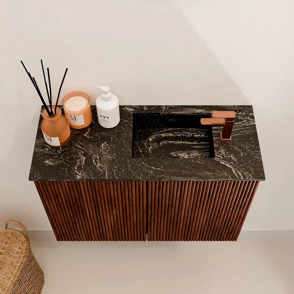 Mondiaz Joya DLux 60cm toiletmeubel ruby met wastafel faye rechts 1 kraangat lava