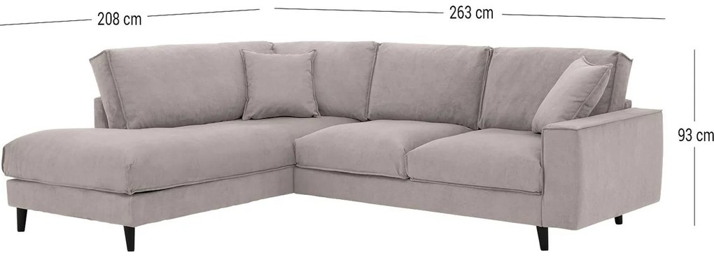 Goossens Bank Jonas beige, stof, 2,5-zits, urban industrieel met ligelement links