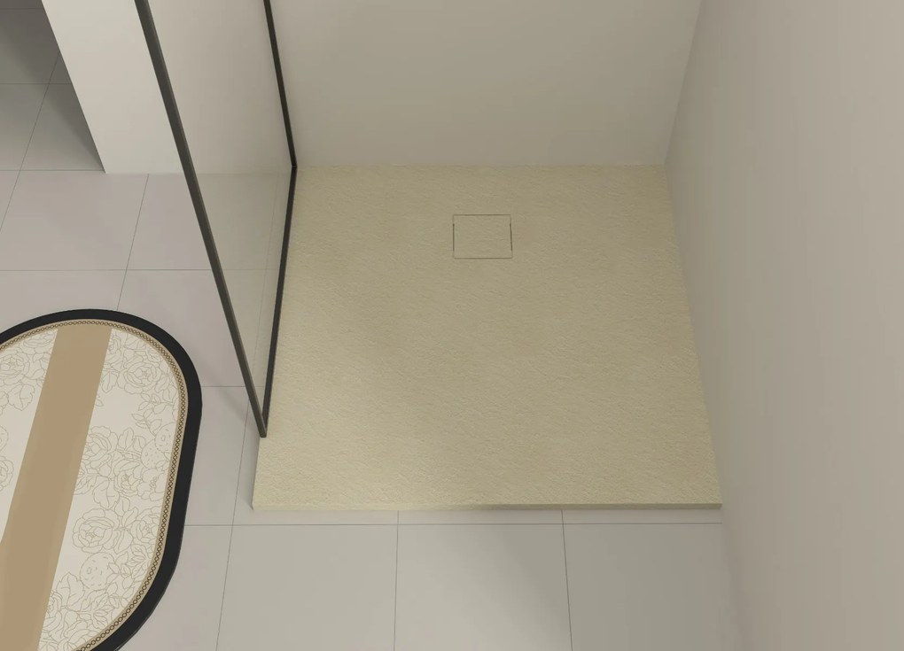 Saniclear Naxos SMC douchebak stone-look 90x90cm beige mat