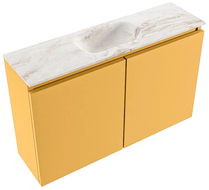 Mondiaz Ture DLux toiletmeubel 80cm ocher met wastafel frappe midden zonder kraangat