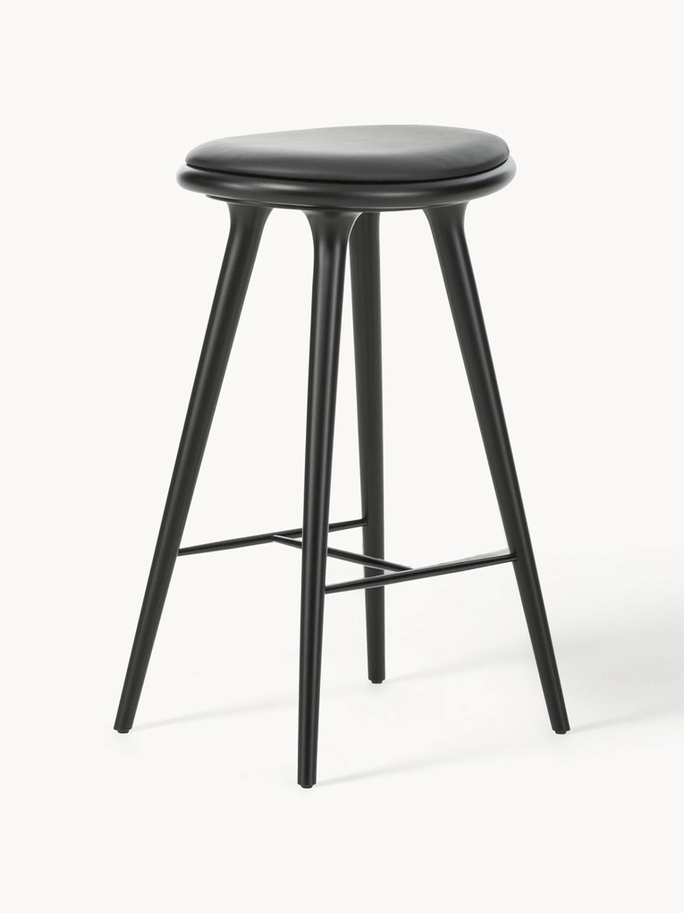 Barkruk High Stool van beukenhout en leer