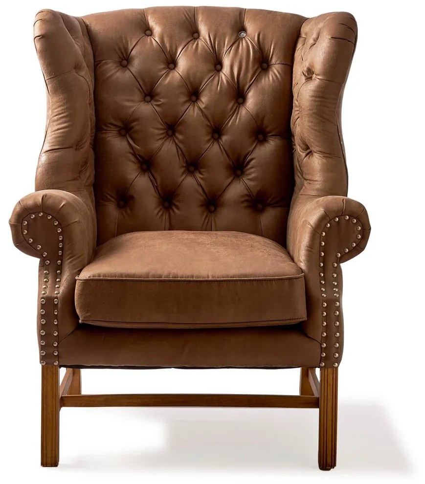 Rivièra Maison - Franklin Park Wing Chair, pellini, coffee - Kleur: bruin