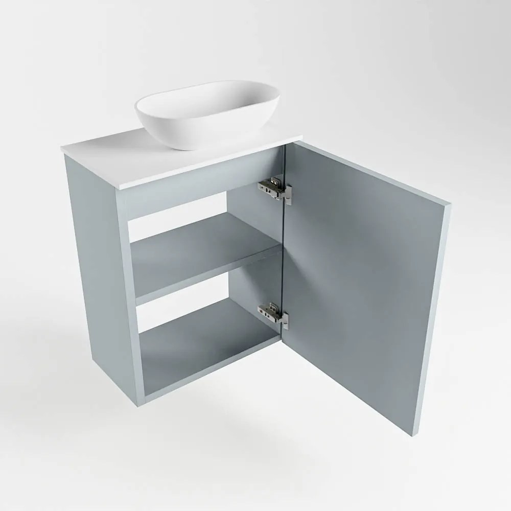 Mondiaz Fowy toiletmeubel 40cm clay met witte waskom rechts en kraangat