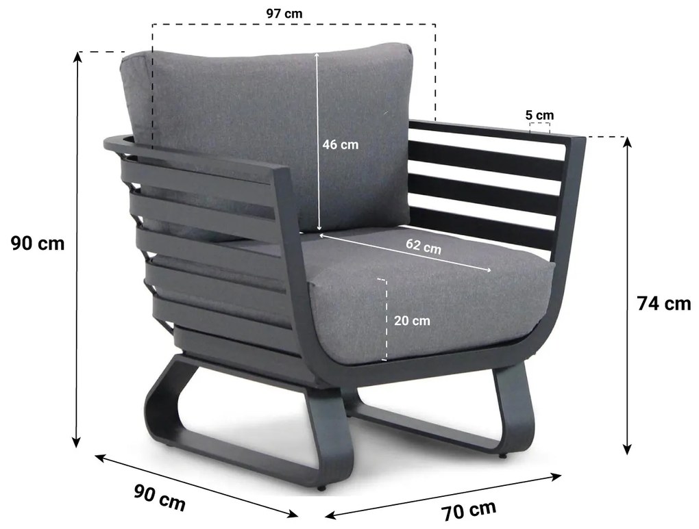 Stoel en Bank Loungeset 4 personen Aluminium Grijs  Santika Furniture Santika Sovita