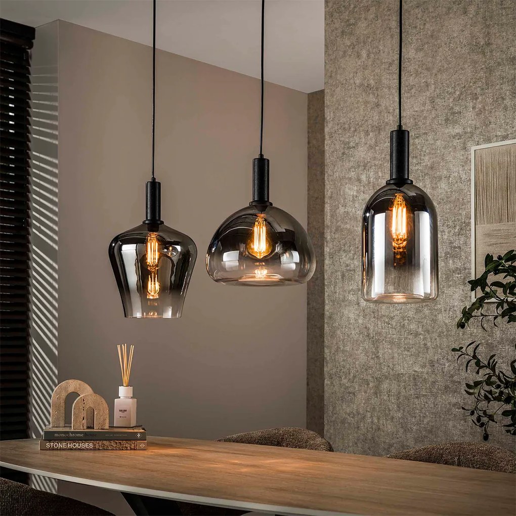 Glazen Hanglamp Zilver Grijs