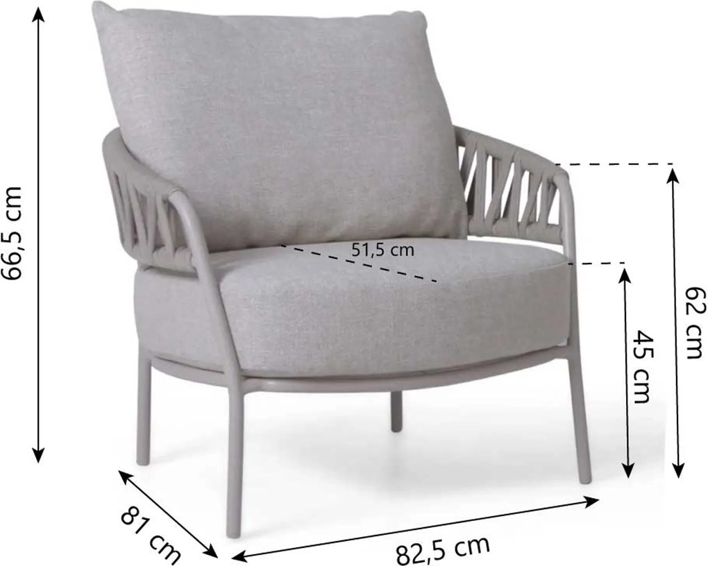 Stoel en Bank Loungeset 5 personen Rope Taupe 4 Seasons Outdoor Calma/Ibiza