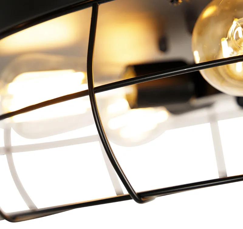 Plafondventilator met lamp zwart met afstandsbediening 5-lichts - Gaiola Industriele / Industrie / Industrial E27 rond Binnenverlichting Lamp