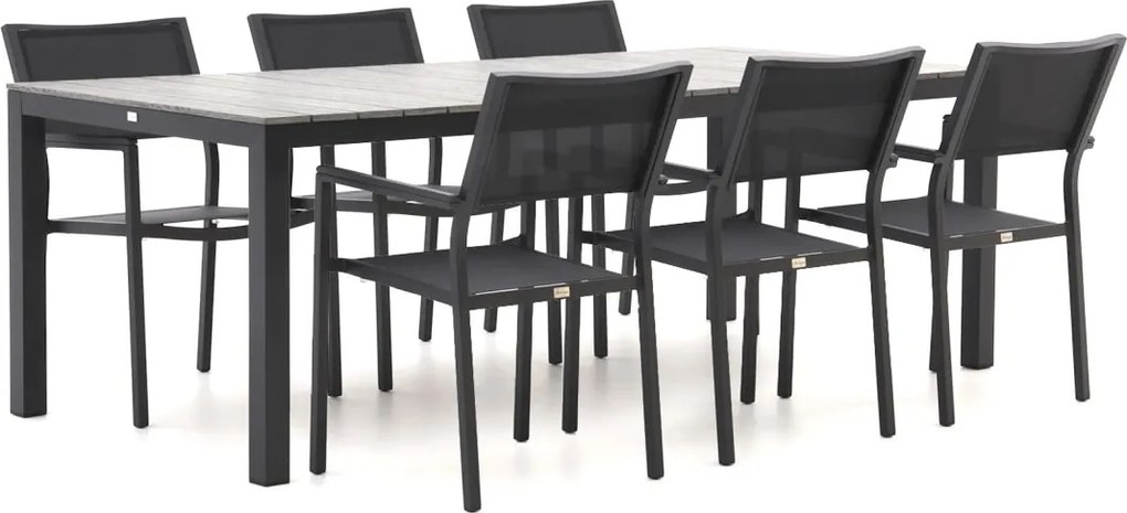 Diningset Bellagio  | 6 personen polywood | Tuinset stapelbaar | 7-delig | Kees Smit Tuinmeubelen